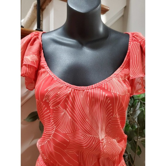 Maurices Womens Red Floral Polyester Round Neck Short Sleeve Long Maxi Dress XL - Picture 2 of 15